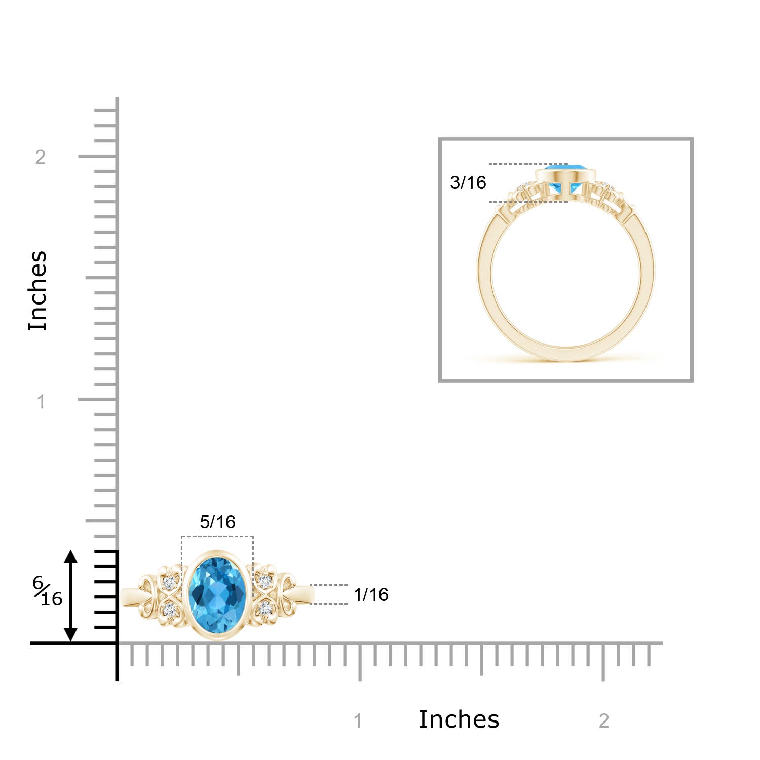 AAA - Swiss Blue Topaz / 1.55 CT / 14 KT Yellow Gold