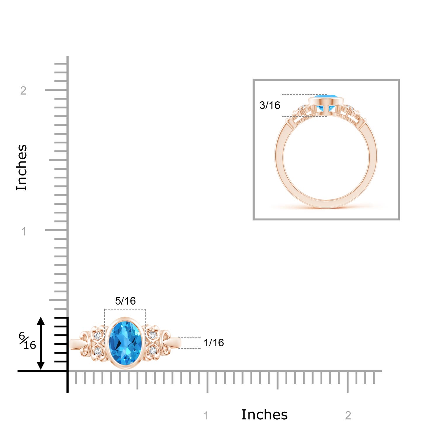 AAAA - Swiss Blue Topaz / 1.55 CT / 14 KT Rose Gold