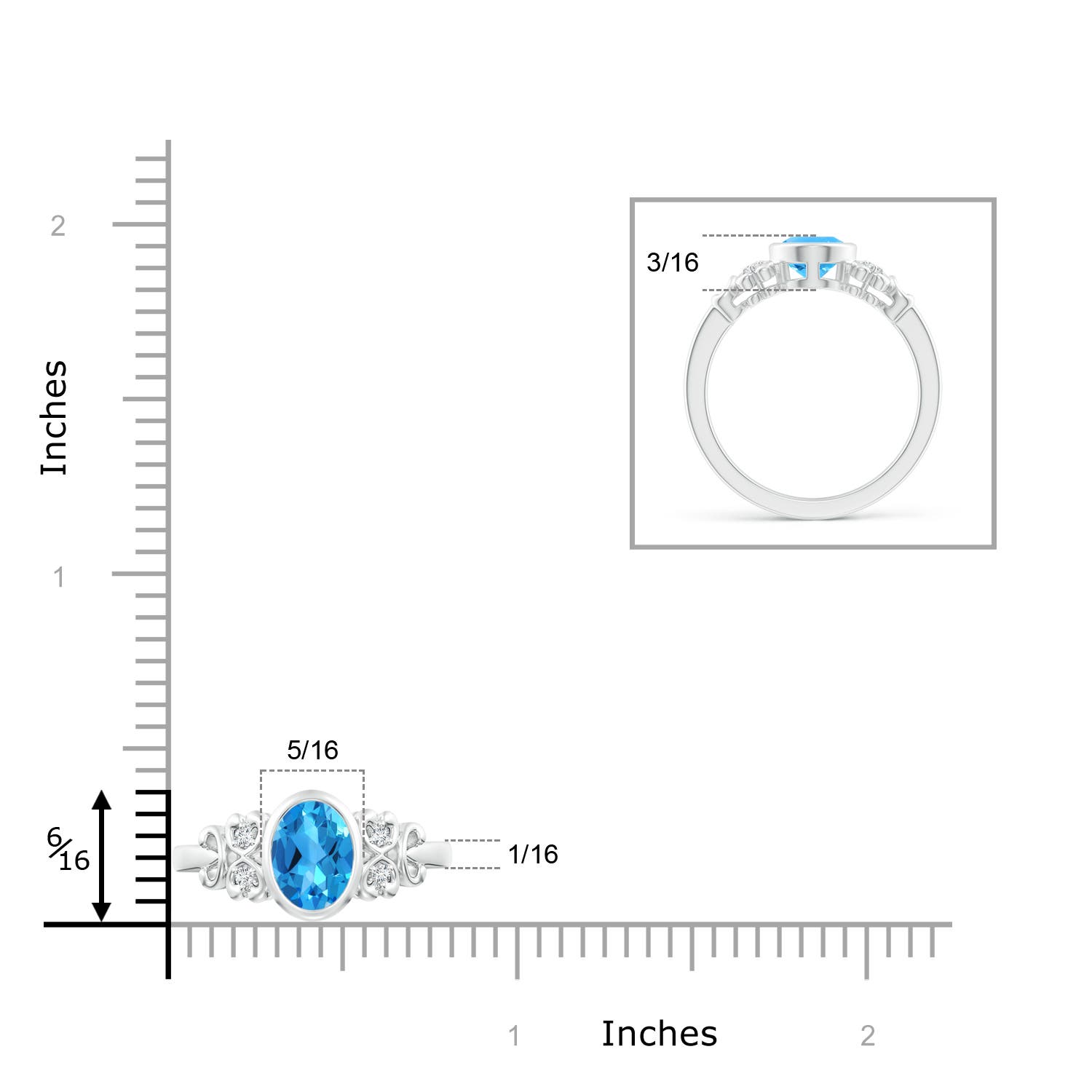 AAAA - Swiss Blue Topaz / 1.55 CT / 14 KT White Gold