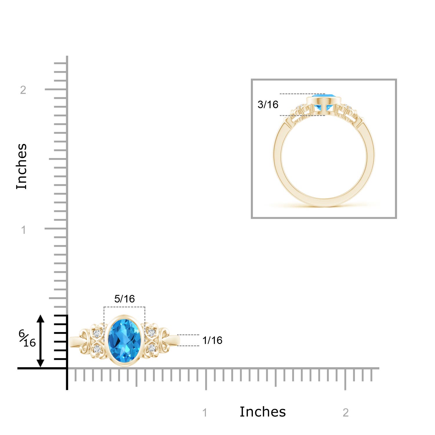 AAAA - Swiss Blue Topaz / 1.55 CT / 14 KT Yellow Gold