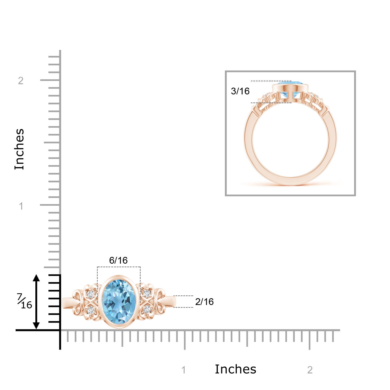 A - Swiss Blue Topaz / 2.31 CT / 14 KT Rose Gold