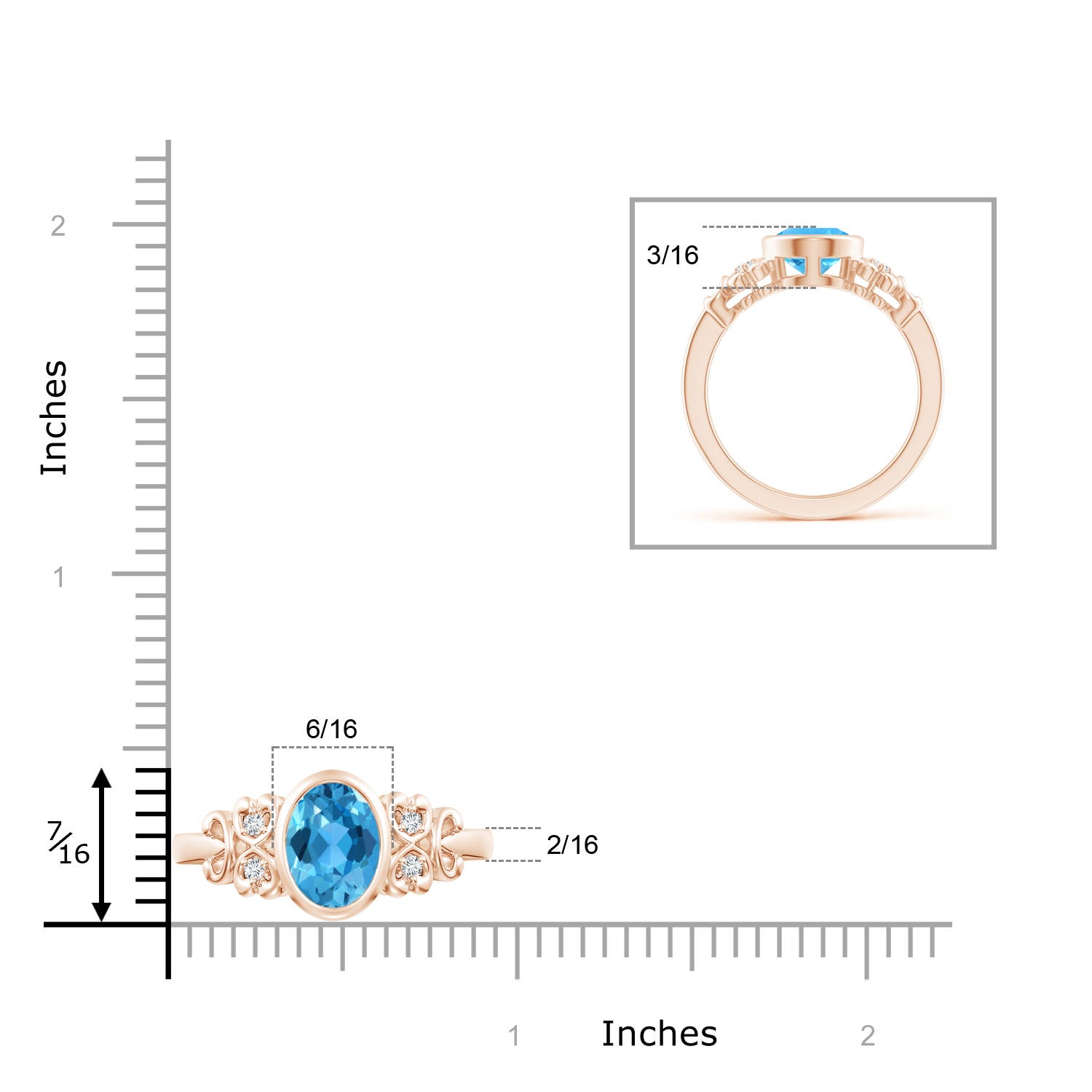 AAA - Swiss Blue Topaz / 2.31 CT / 14 KT Rose Gold