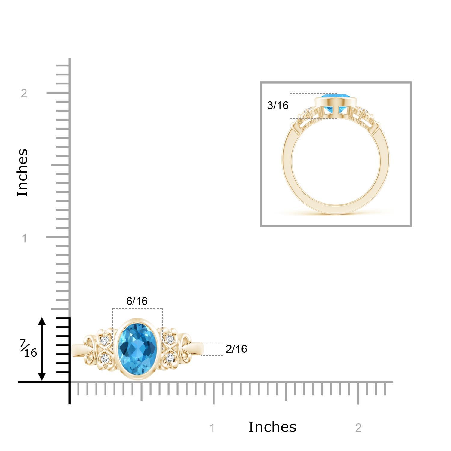 AAA - Swiss Blue Topaz / 2.31 CT / 14 KT Yellow Gold