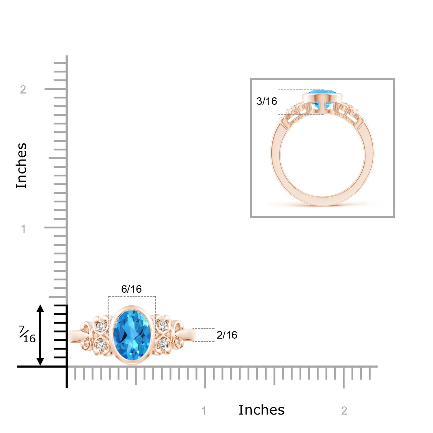 AAAA - Swiss Blue Topaz / 2.31 CT / 14 KT Rose Gold