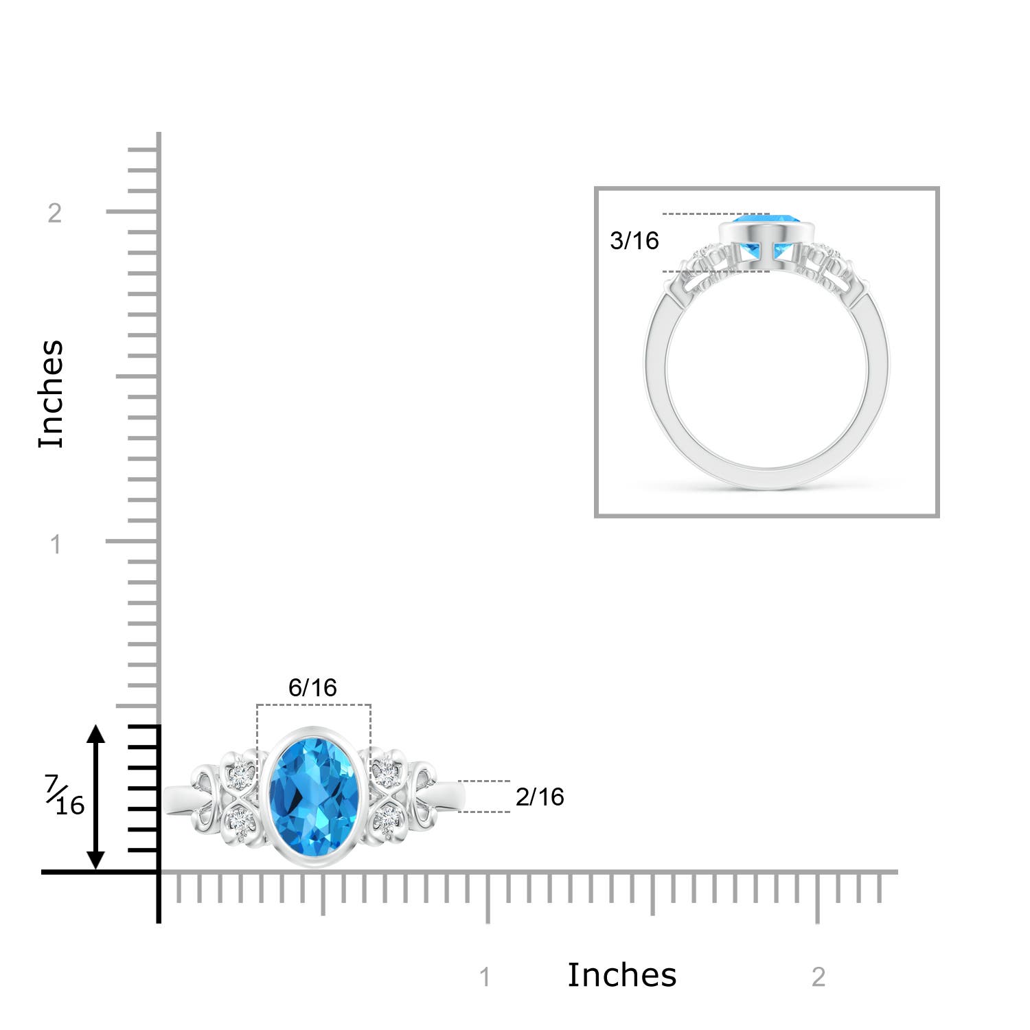 AAAA - Swiss Blue Topaz / 2.31 CT / 14 KT White Gold