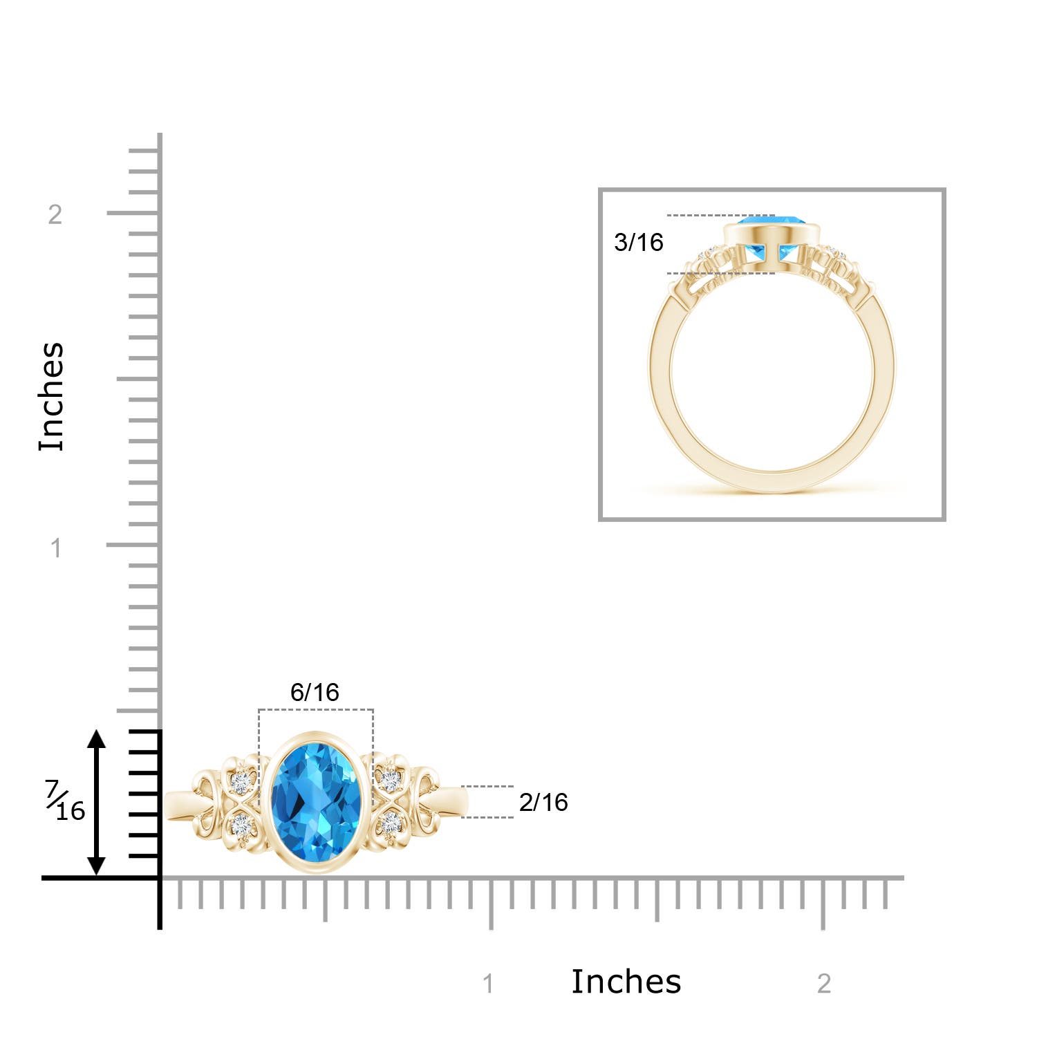 AAAA - Swiss Blue Topaz / 2.31 CT / 14 KT Yellow Gold