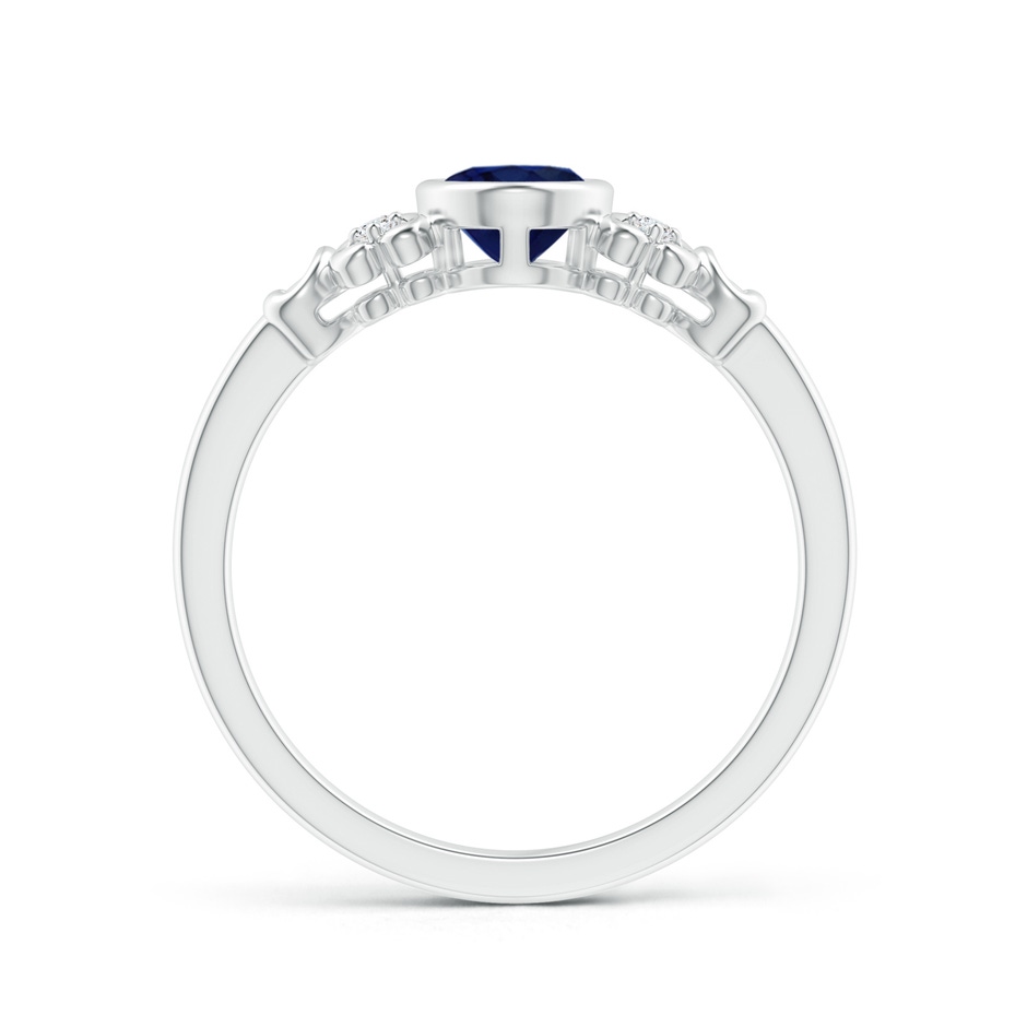 7x5mm A Vintage Style Bezel-Set Oval Sapphire Ring with Diamonds in P950 Platinum side-1