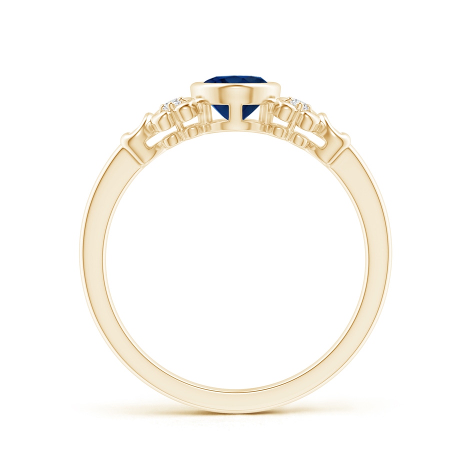 7x5mm AA Vintage Style Bezel-Set Oval Sapphire Ring with Diamonds in Yellow Gold side-1