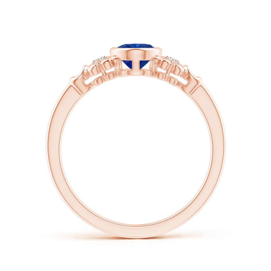 7x5mm AAA Vintage Style Bezel-Set Oval Sapphire Ring with Diamonds in Rose Gold side-1