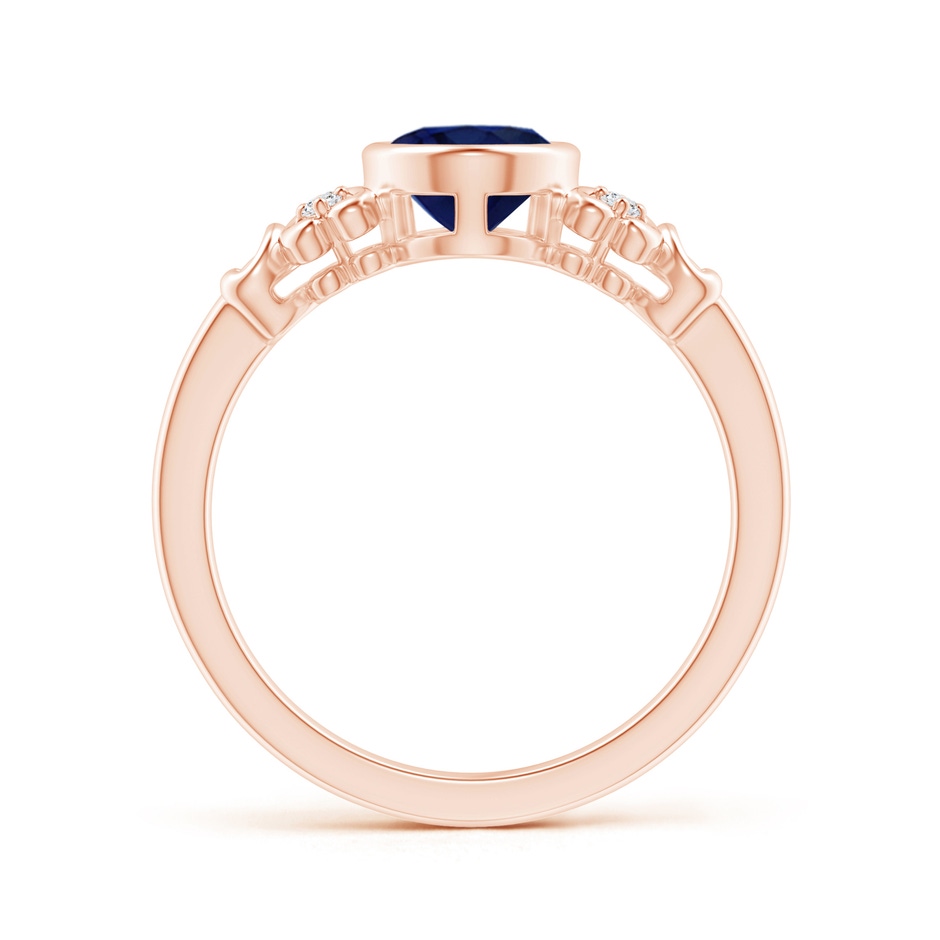 8x6mm A Vintage Style Bezel-Set Oval Sapphire Ring with Diamonds in Rose Gold side-1