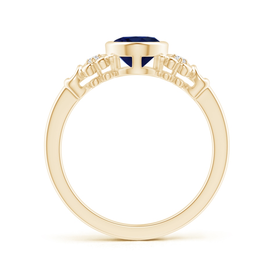 8x6mm A Vintage Style Bezel-Set Oval Sapphire Ring with Diamonds in Yellow Gold side-1