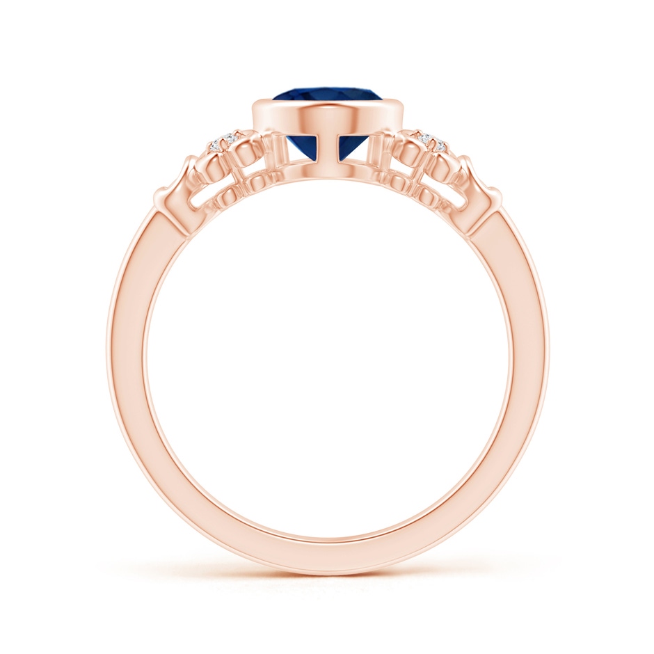 8x6mm AA Vintage Style Bezel-Set Oval Sapphire Ring with Diamonds in Rose Gold side-1
