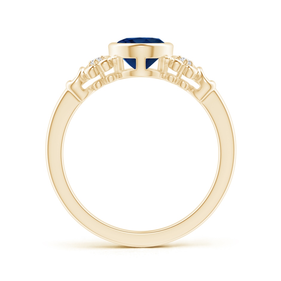 8x6mm AA Vintage Style Bezel-Set Oval Sapphire Ring with Diamonds in Yellow Gold side-1
