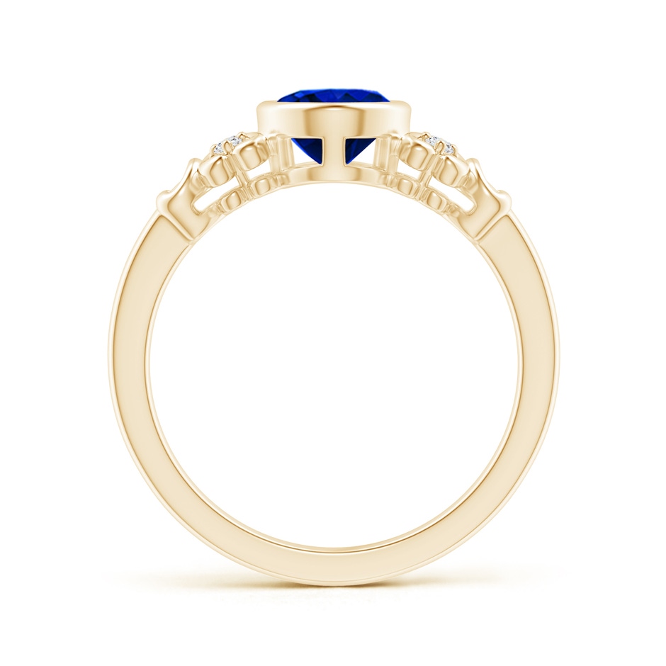 8x6mm AAAA Vintage Style Bezel-Set Oval Sapphire Ring with Diamonds in Yellow Gold side-1