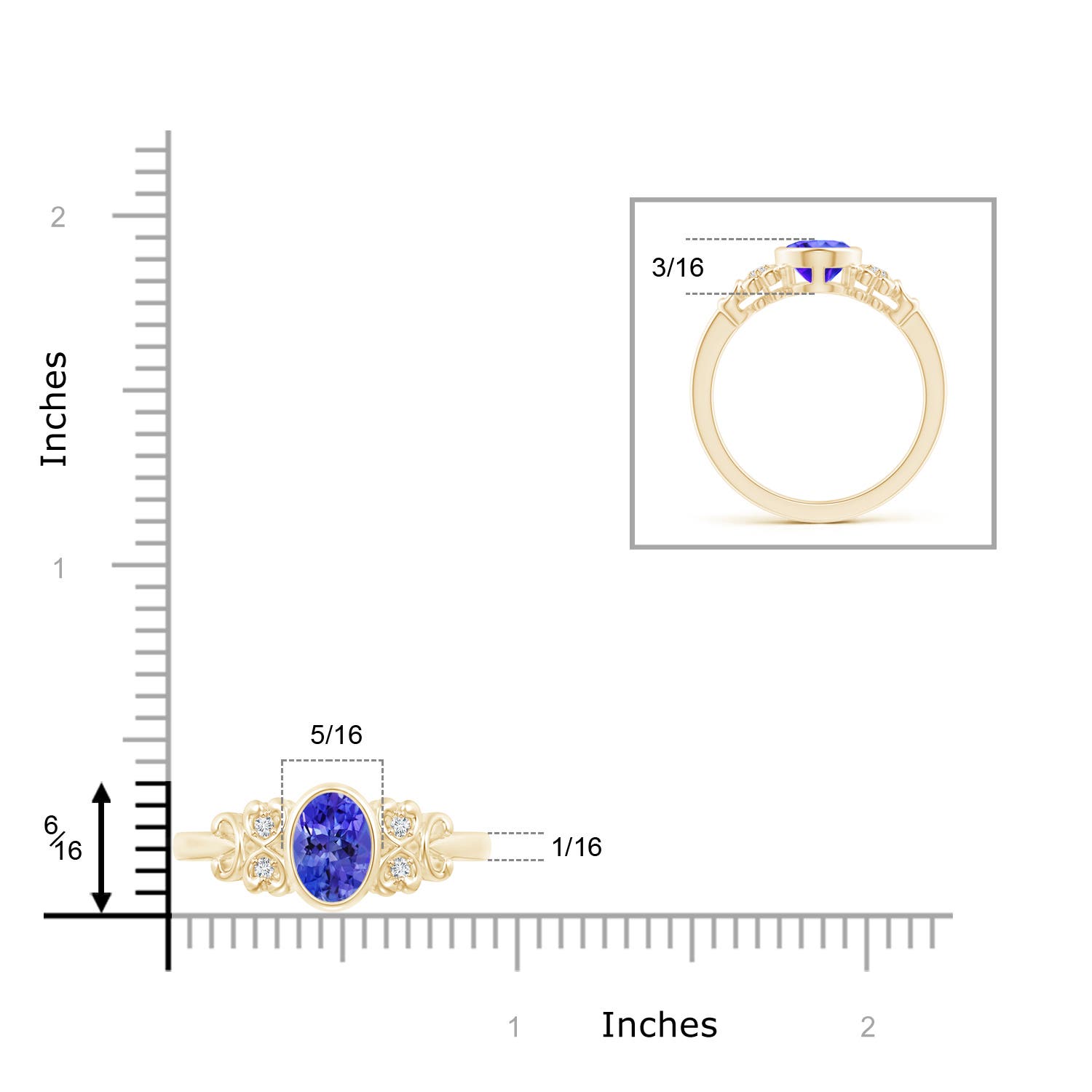 AAA - Tanzanite / 1.3 CT / 14 KT Yellow Gold