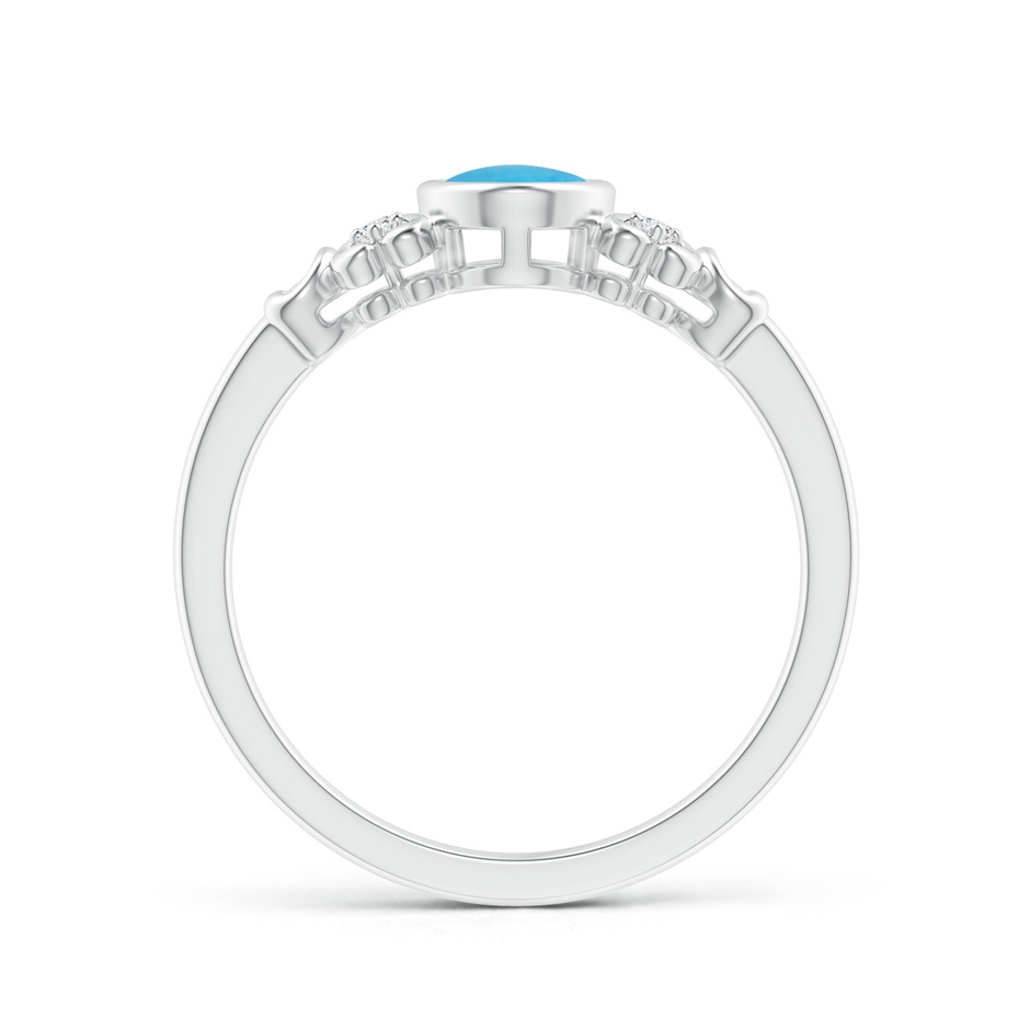 7x5mm A Vintage Style Bezel-Set Oval Turquoise Ring with Diamonds in White Gold side 199