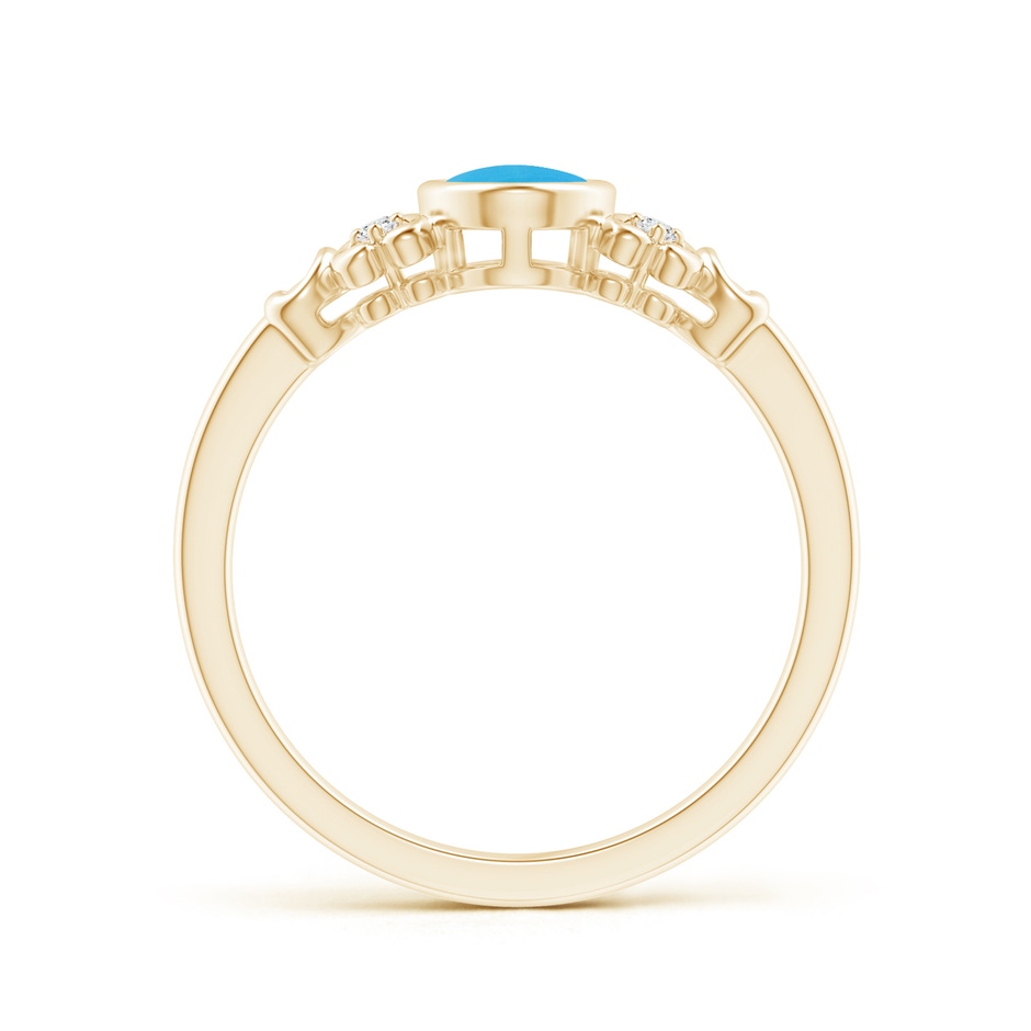 7x5mm AAAA Vintage Style Bezel-Set Oval Turquoise Ring with Diamonds in Yellow Gold side 199