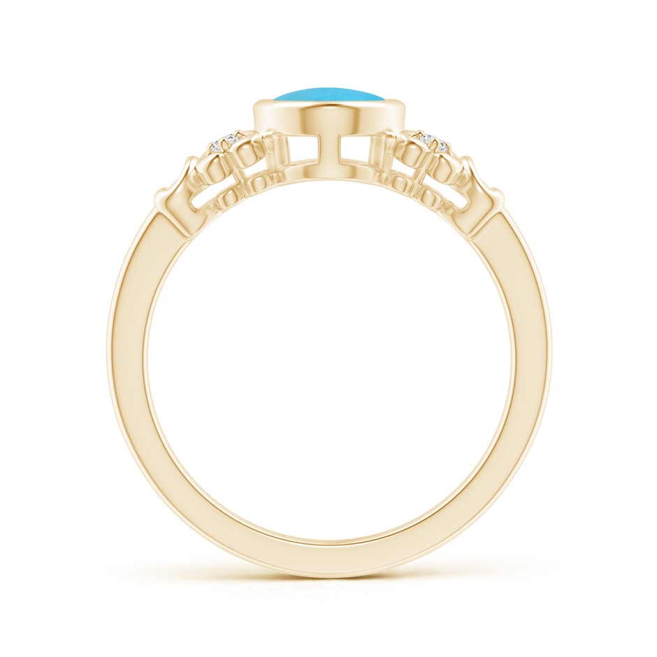 8x6mm AA Vintage Style Bezel-Set Oval Turquoise Ring with Diamonds in Yellow Gold side 199