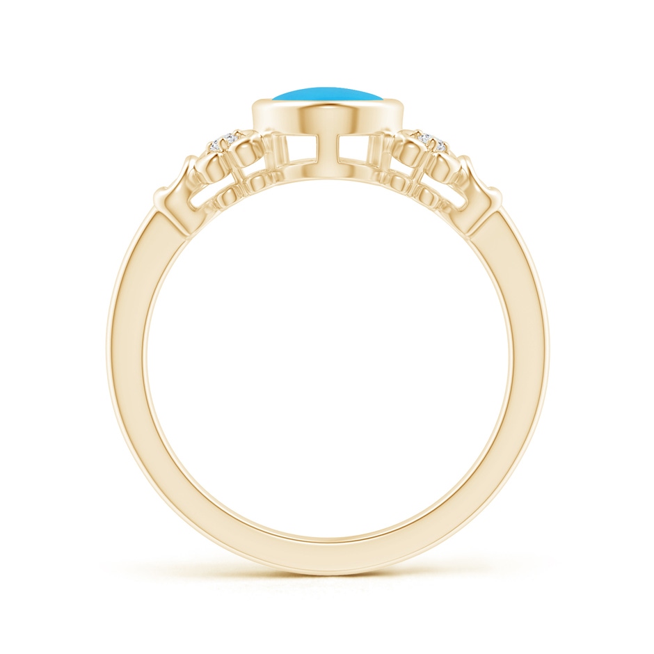 8x6mm AAA Vintage Style Bezel-Set Oval Turquoise Ring with Diamonds in Yellow Gold side 199