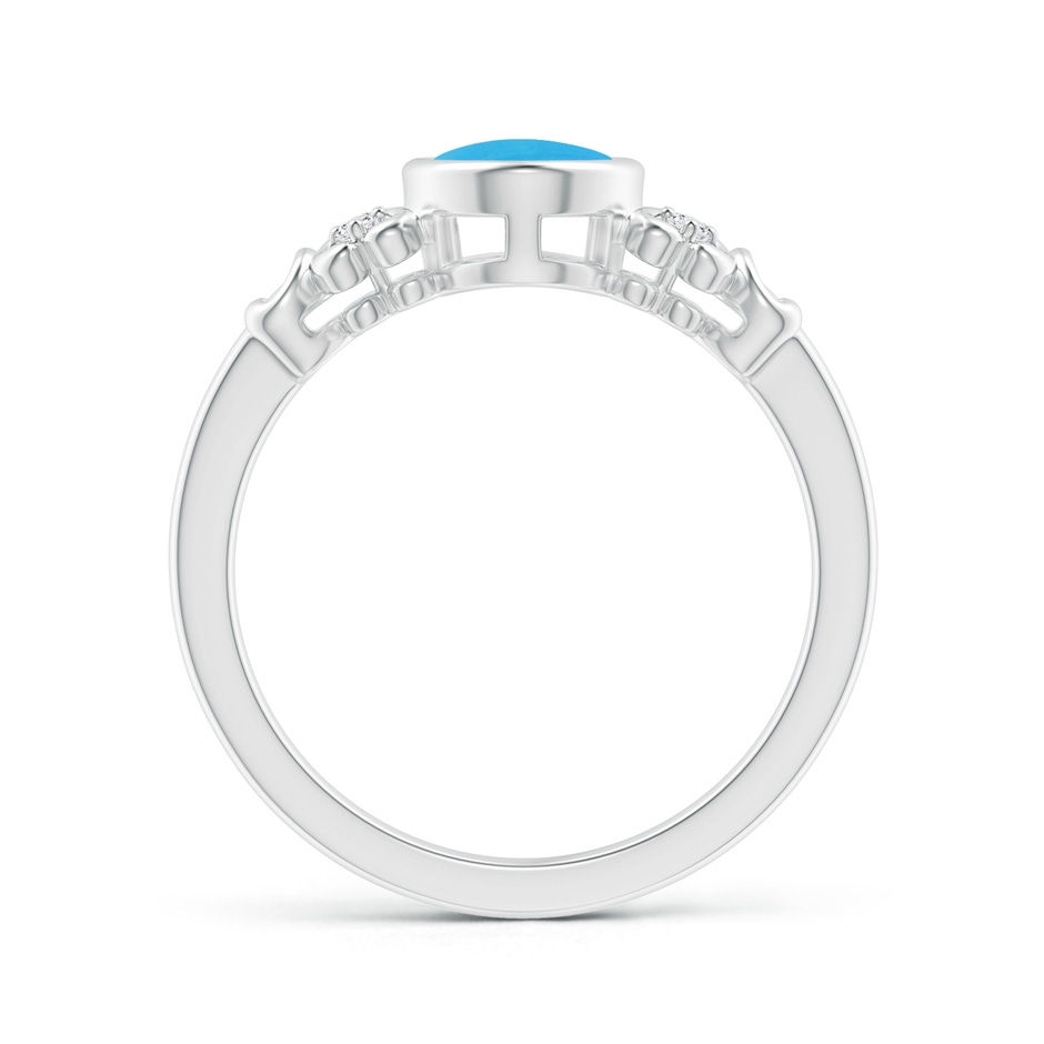 8x6mm AAAA Vintage Style Bezel-Set Oval Turquoise Ring with Diamonds in White Gold side 199
