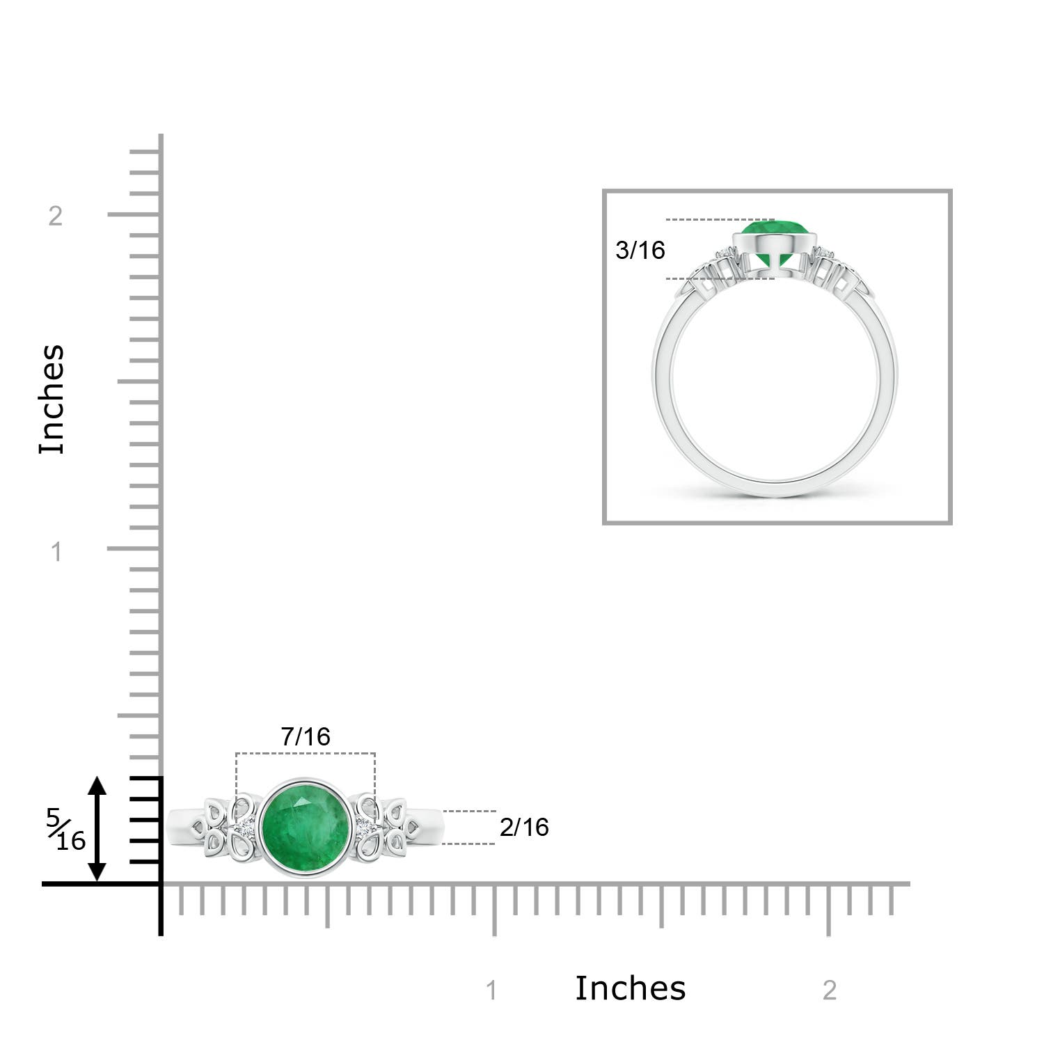 A - Emerald / 0.77 CT / 14 KT White Gold