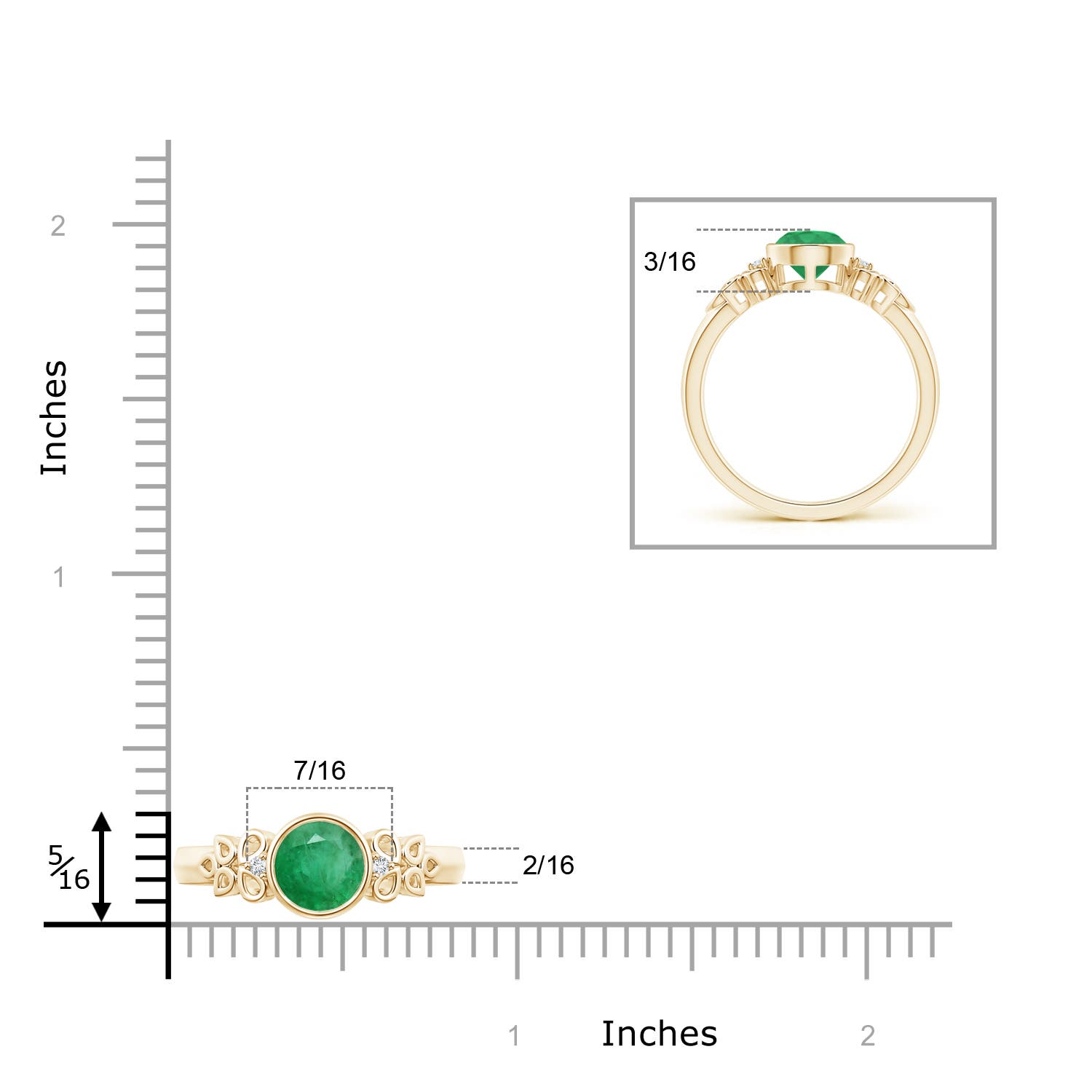 A - Emerald / 0.77 CT / 14 KT Yellow Gold