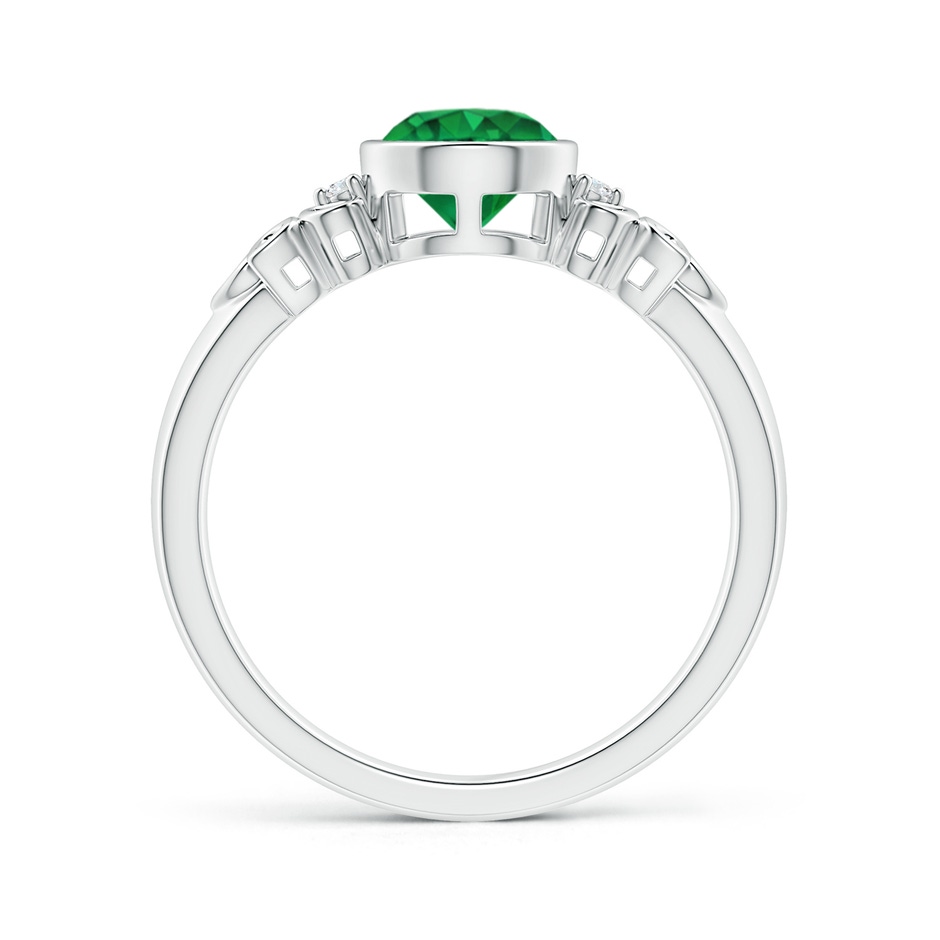 6mm AAA Vintage Style Round Emerald Ring with Pear Motifs in White Gold product image