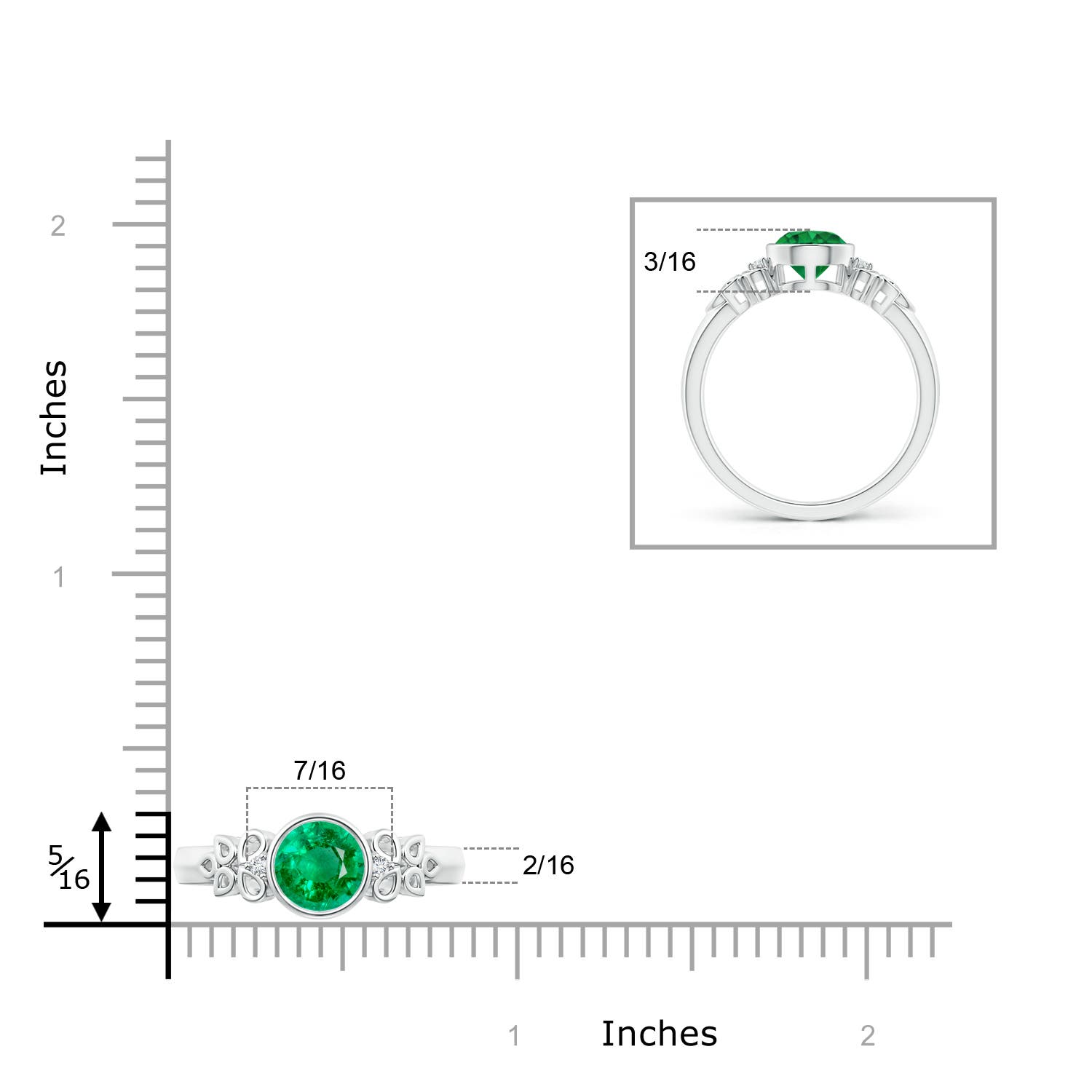 AAA - Emerald / 0.77 CT / 14 KT White Gold