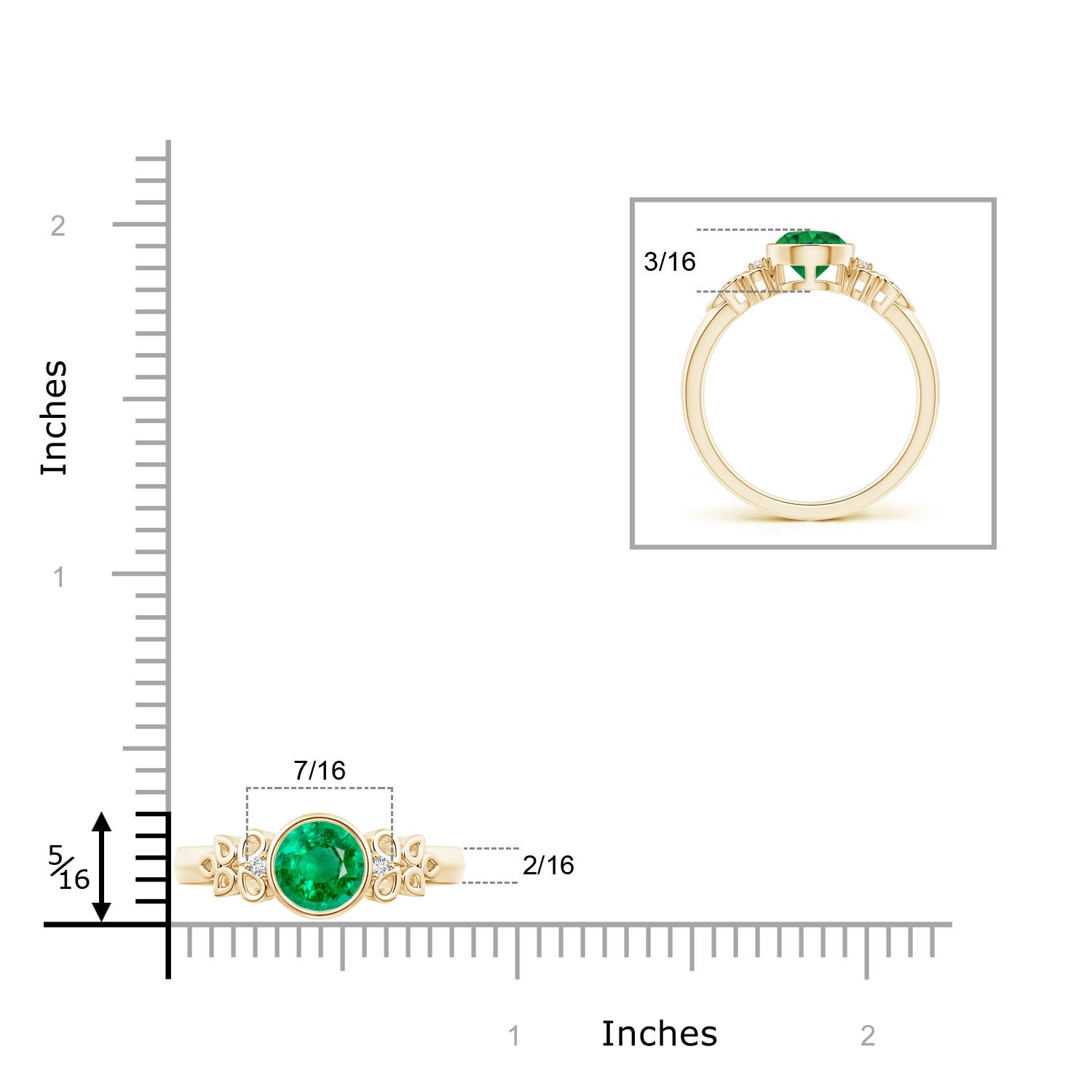 AAA - Emerald / 0.77 CT / 14 KT Yellow Gold