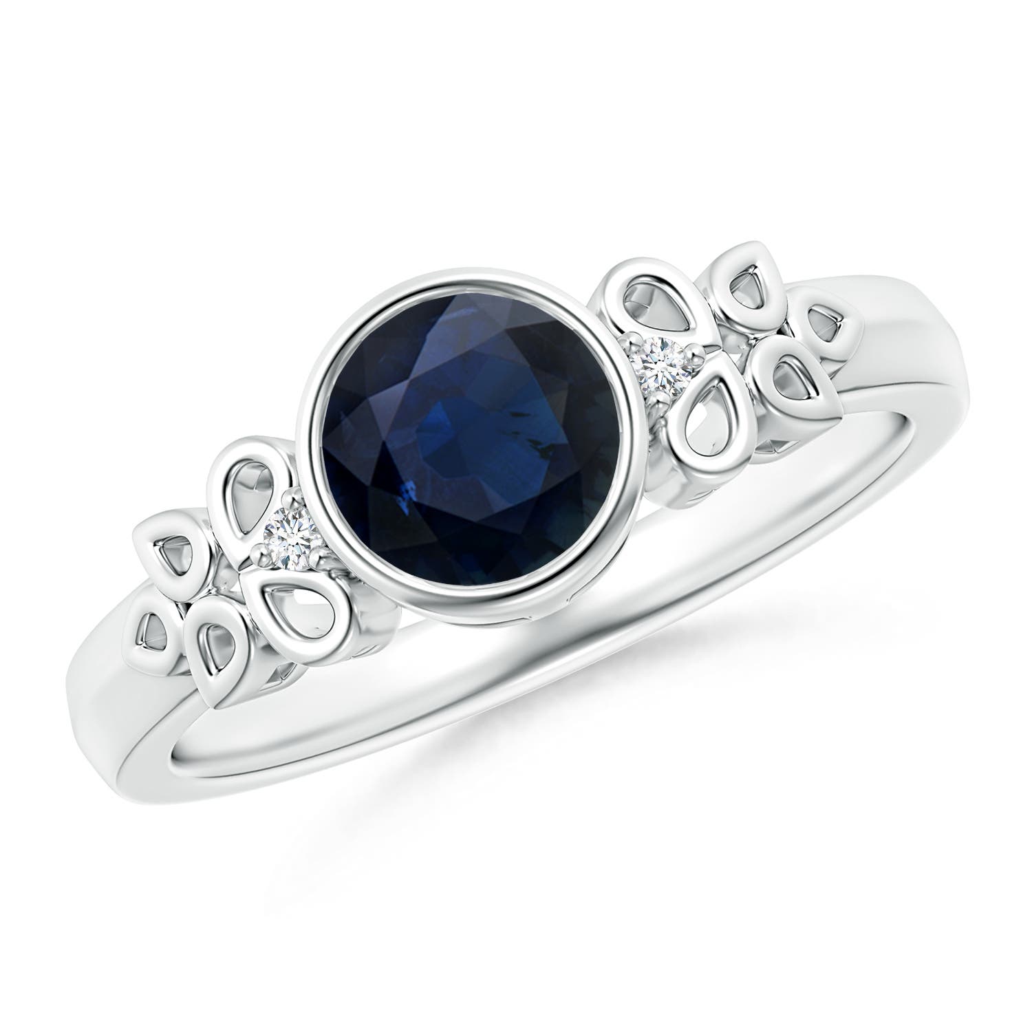 A - Blue Sapphire / 1.02 CT / 14 KT White Gold