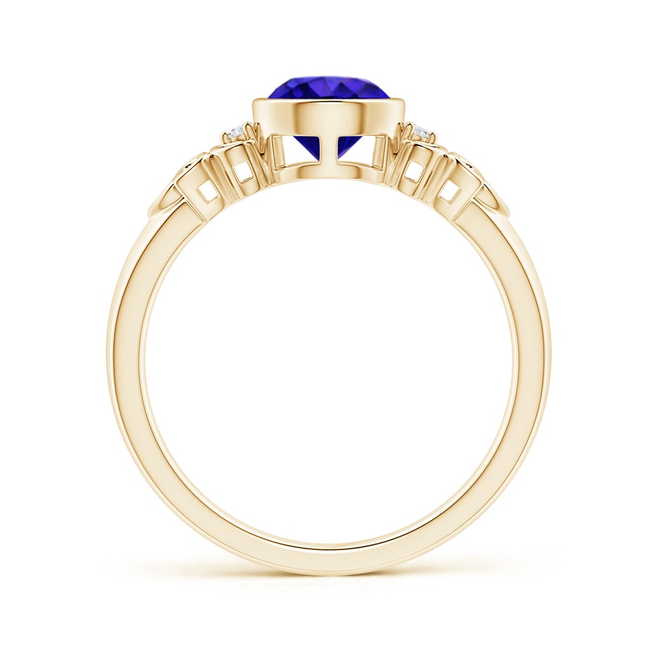 6mm AAAA Vintage Style Round Tanzanite Ring with Pear Motifs in Yellow Gold product image