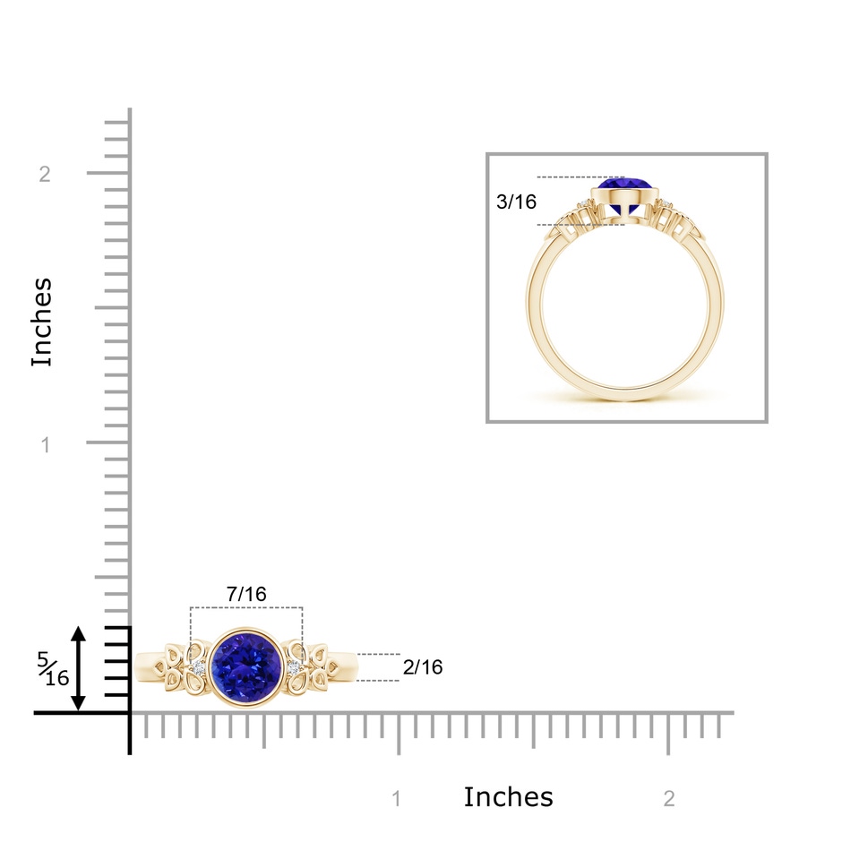 6mm AAAA Vintage Style Round Tanzanite Ring with Pear Motifs in Yellow Gold product image