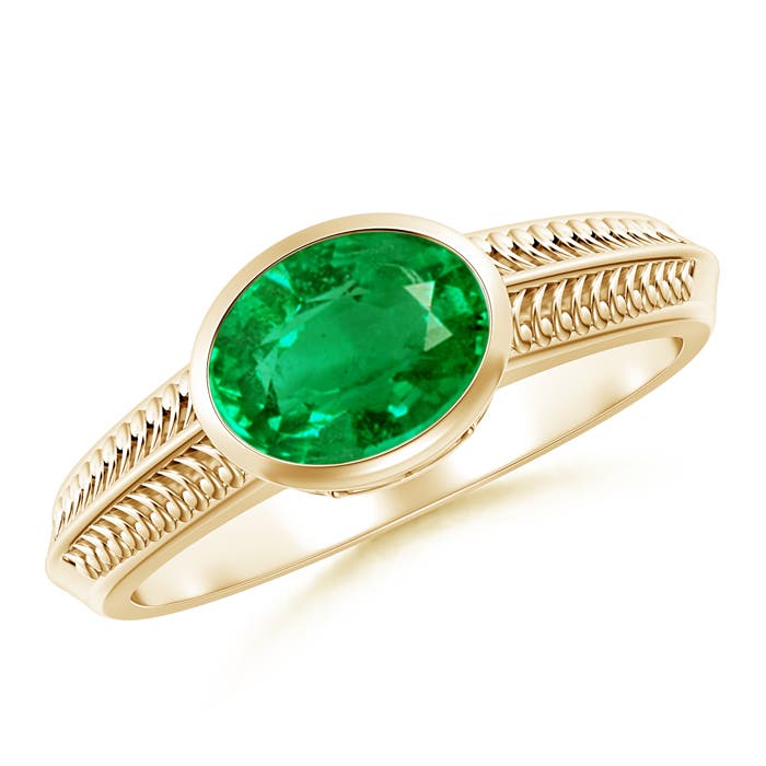 AAA - Emerald / 1.1 CT / 14 KT Yellow Gold