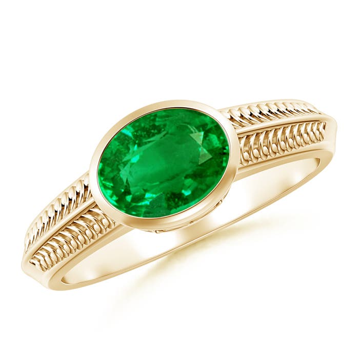 AAAA - Emerald / 1.1 CT / 14 KT Yellow Gold