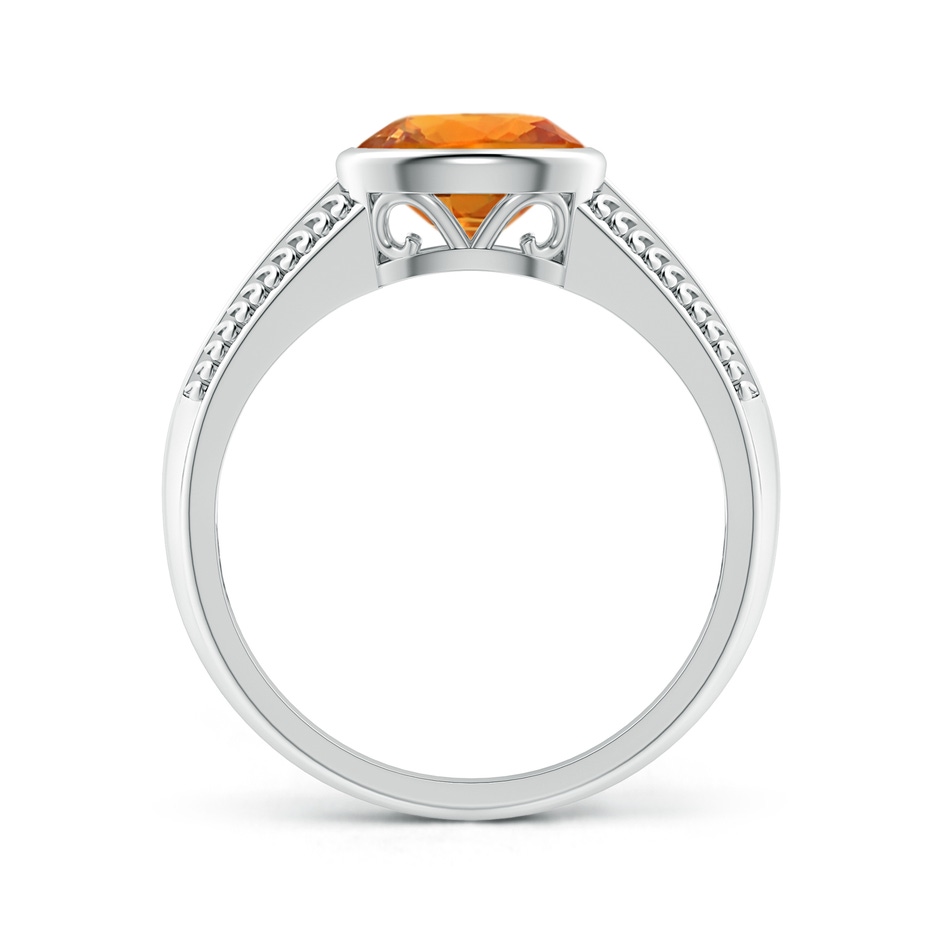 8x6mm AAA Vintage Inspired Bezel-Set Orange Sapphire Ring with Grooves in 18K White Gold side 199