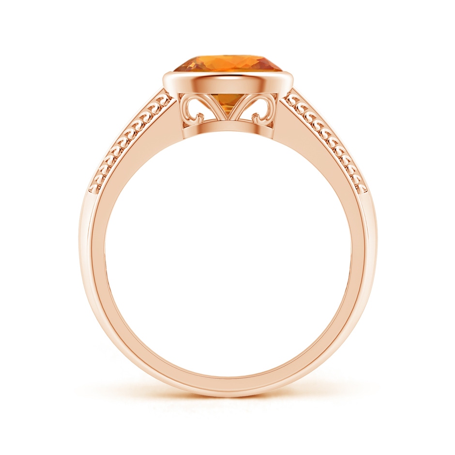 8x6mm AAA Vintage Inspired Bezel-Set Orange Sapphire Ring with Grooves in Rose Gold side 199