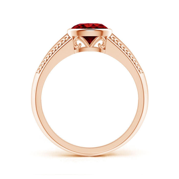 7x5mm Lab-Grown Vintage Inspired Bezel-Set Oval Ruby Ring with Grooves in 9K Rose Gold product image