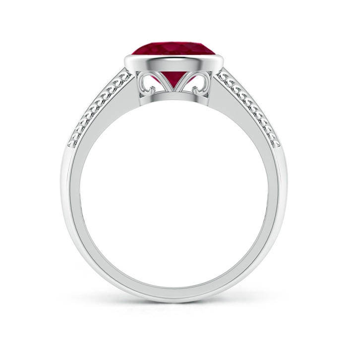 8x6mm A Vintage Inspired Bezel-Set Oval Ruby Ring with Grooves in P950 Platinum side-1