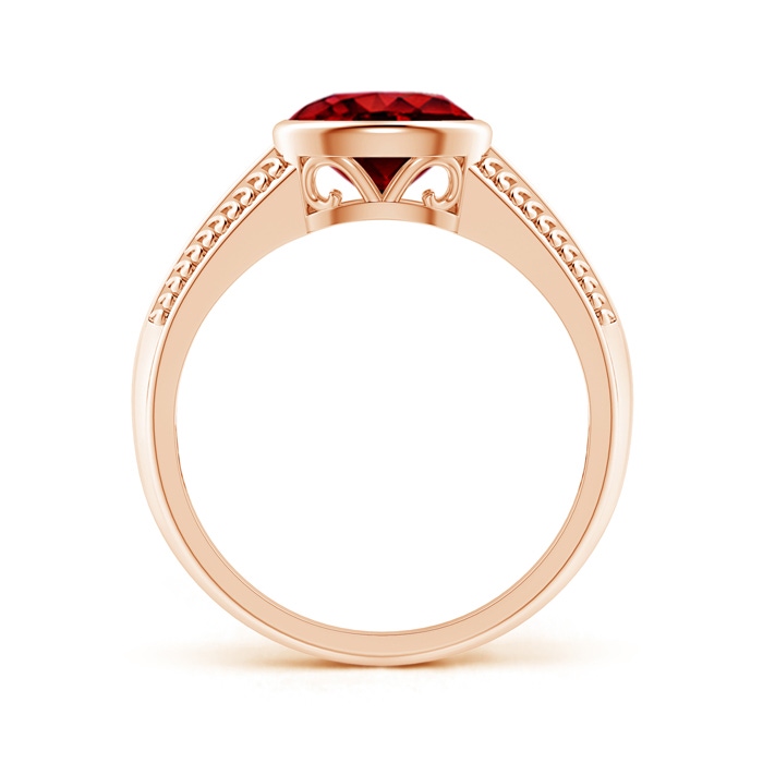 8x6mm AAAA Vintage Inspired Bezel-Set Oval Ruby Ring with Grooves in Rose Gold side-1