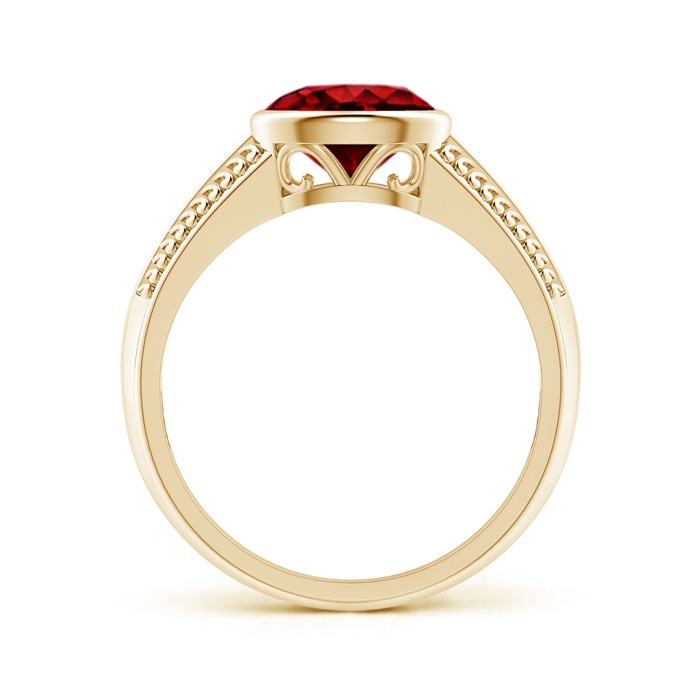 8x6mm Lab-Grown Vintage Inspired Bezel-Set Oval Ruby Ring with Grooves in Yellow Gold side-1