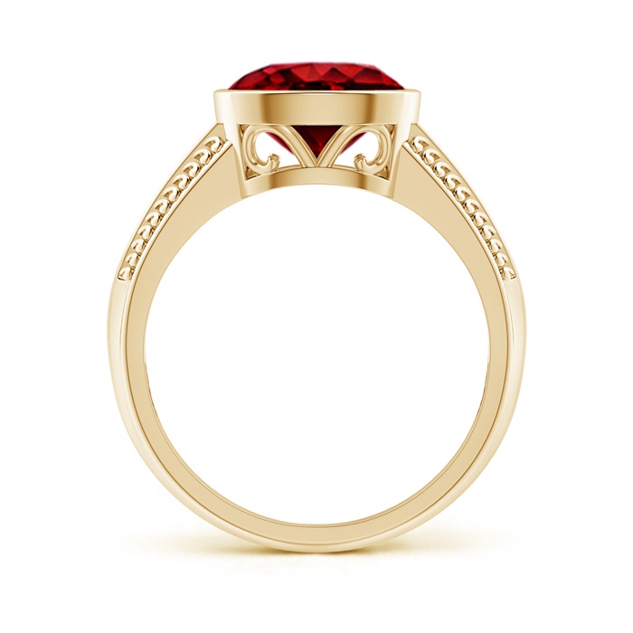 9x7mm Lab-Grown Vintage Inspired Bezel-Set Oval Ruby Ring with Grooves in Yellow Gold side-1
