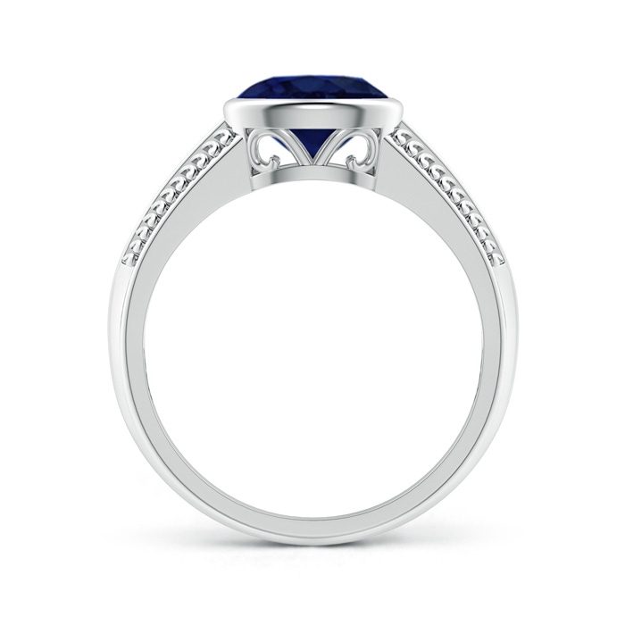 8x6mm A Vintage Inspired Bezel-Set Oval Sapphire Ring with Grooves in P950 Platinum product image