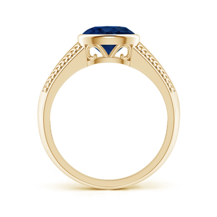 8x6mm AA Vintage Inspired Bezel-Set Oval Sapphire Ring with Grooves in Yellow Gold product image