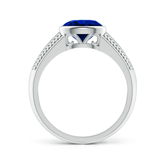 8x6mm AAAA Vintage Inspired Bezel-Set Oval Sapphire Ring with Grooves in White Gold product image