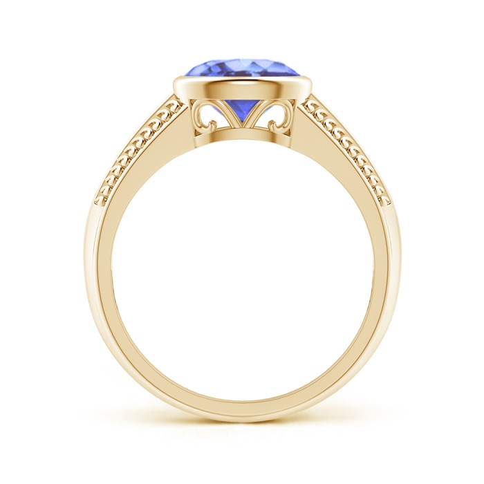 8x6mm A Vintage Inspired Bezel-Set Oval Tanzanite Ring with Grooves in Yellow Gold side-1