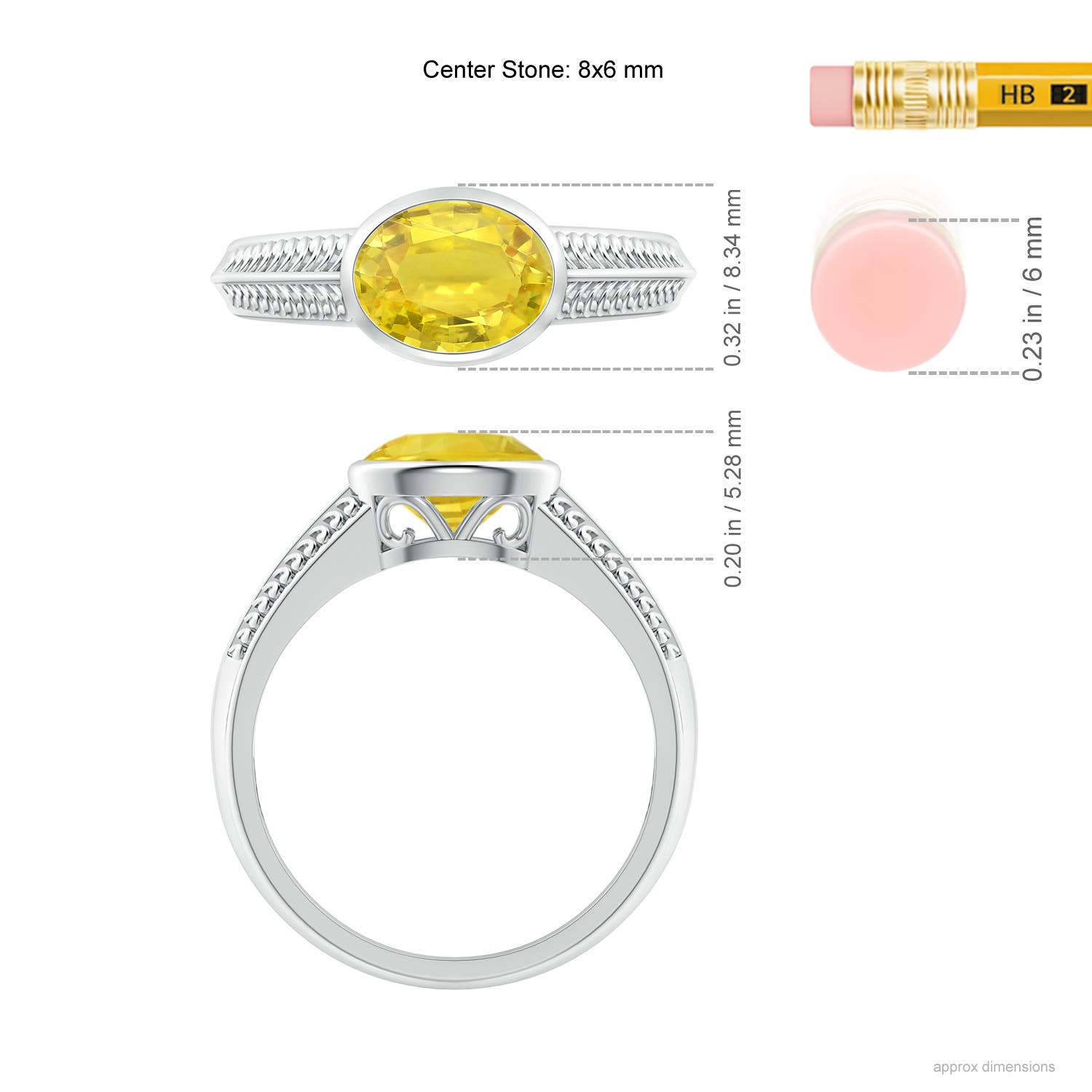 AA - Yellow Sapphire / 1.5 CT / 14 KT White Gold