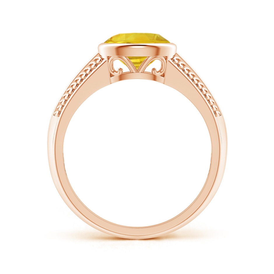 8x6mm AAA Vintage Inspired Bezel-Set Yellow Sapphire Ring with Grooves in Rose Gold side 199