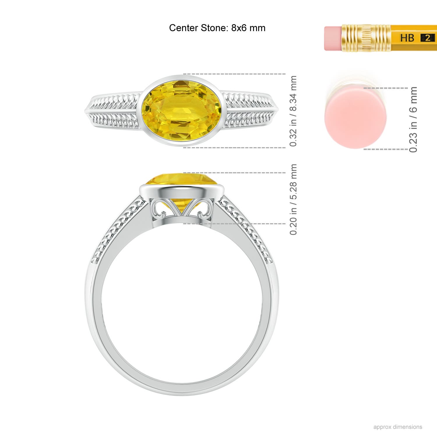 AAA - Yellow Sapphire / 1.5 CT / 14 KT White Gold