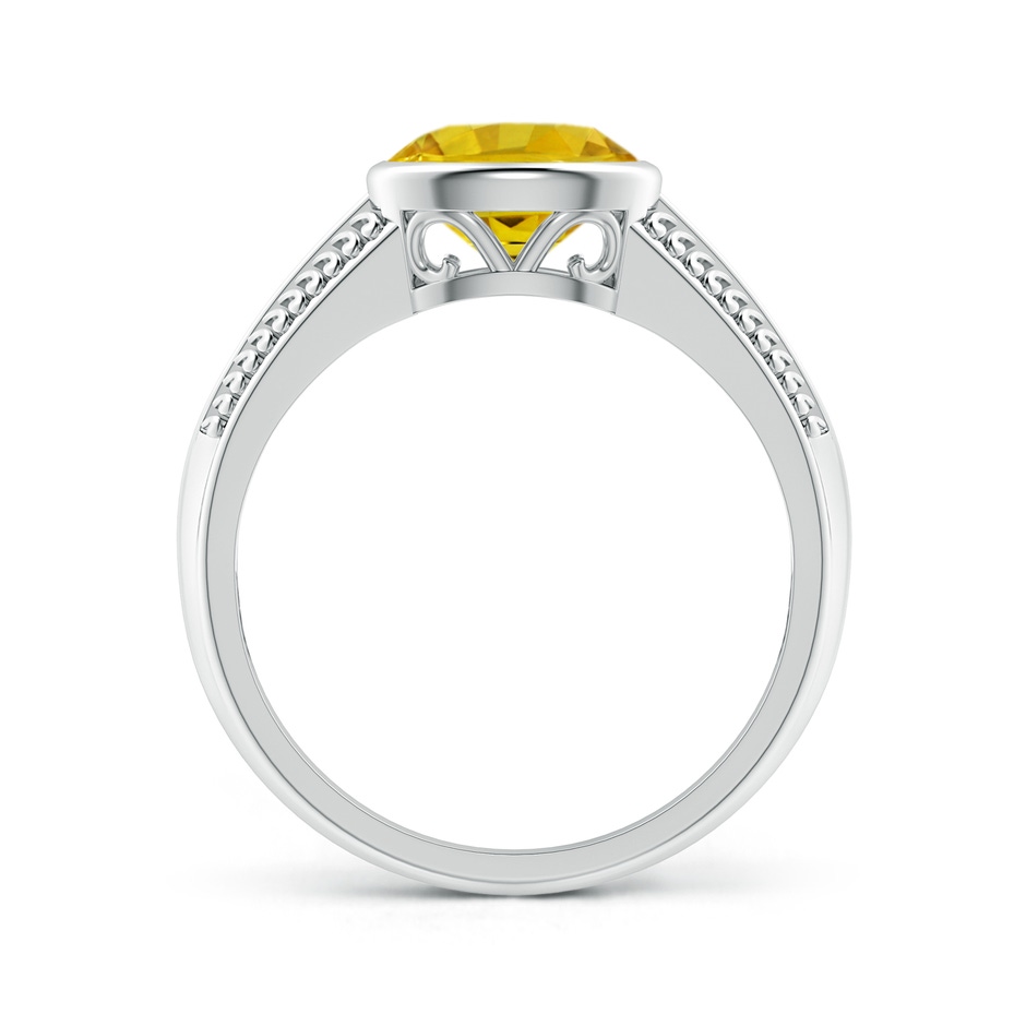 8x6mm AAAA Vintage Inspired Bezel-Set Yellow Sapphire Ring with Grooves in White Gold side-1