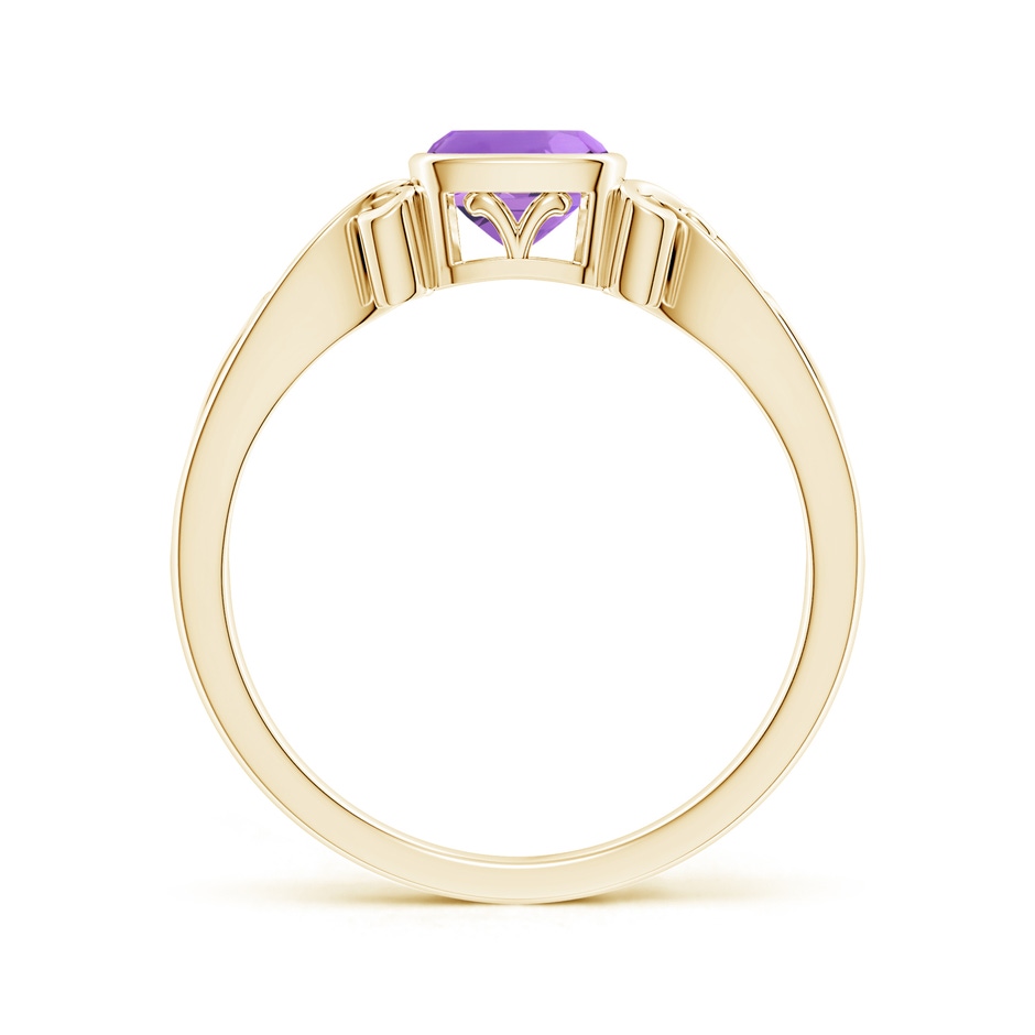 5mm AA Vintage Style Cushion Amethyst Solitaire Ring in 18K Yellow Gold side 199